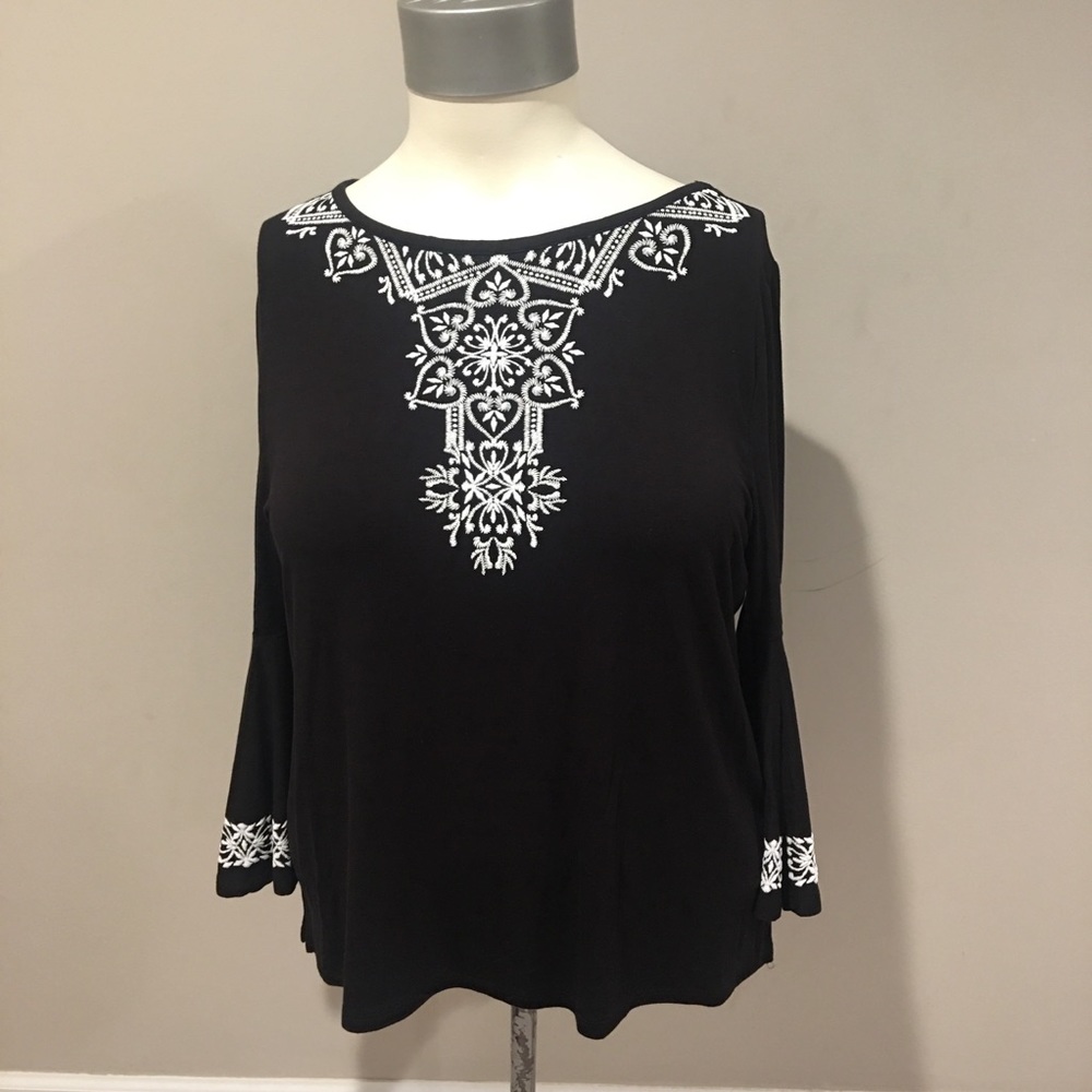 🎂 Allison Daley Embroidered Bell Sleeve Top PL